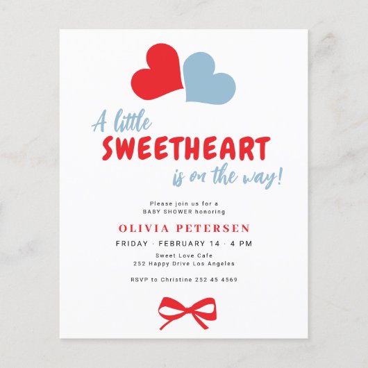 Valentines hearts boy baby shower invitation チラシ (正面)