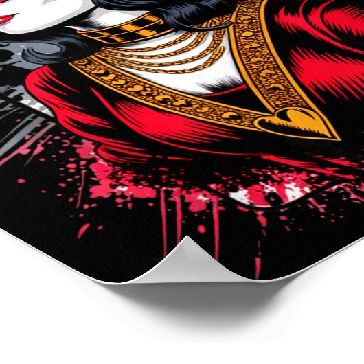 Valentines Hearts Card Queen Trendy ポスター (角)