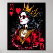 Valentines Hearts Card Queen Trendy ポスター (正面)