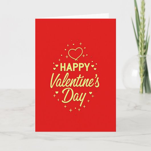 Valentines Hearts Gold Glitter Card カード (正面)