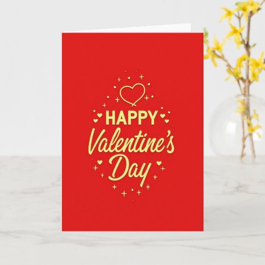 Valentines Hearts Gold Glitter Card カード (黄色い花)