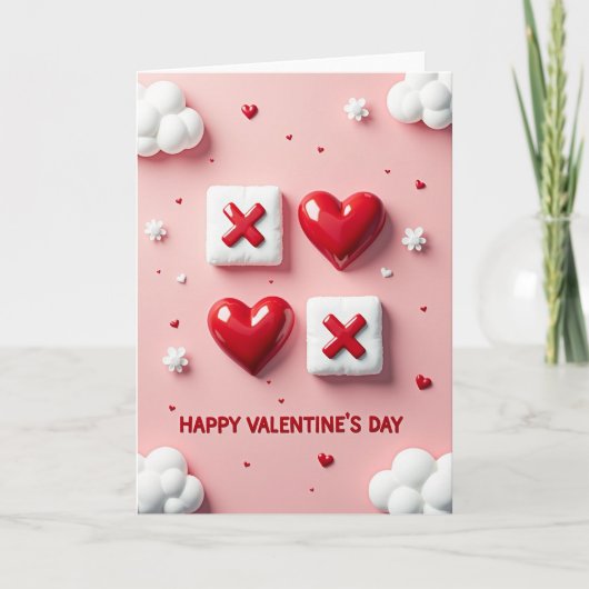 Valentines Hearts Tic Tac Toe Card カード (正面)