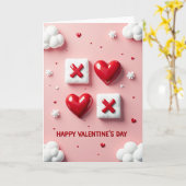 Valentines Hearts Tic Tac Toe Card カード (黄色い花)