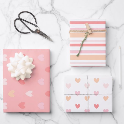 Valentine's Hearts Wrapping Paper ラッピングペーパーシート (正面)