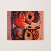 Valentine's hedgehogs cartoon jigsaw puzzle ジグソーパズル (横)