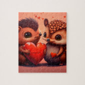 Valentine's hedgehogs cartoon  jigsaw puzzle ジグソーパズル (縦)