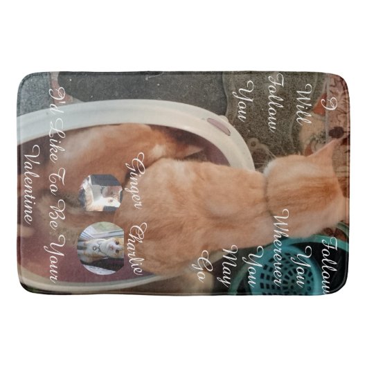 Valentine's Humor Cats Photo Text バスマット (正面)
