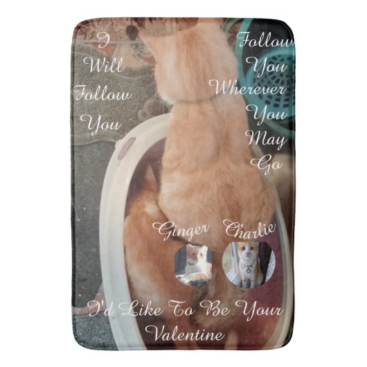 Valentine's Humor Cats Photo Text バスマット (正面縦)