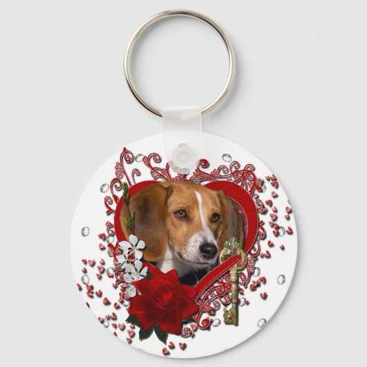 Valentines - Key to My Heart - Beagle キーホルダー (正面)