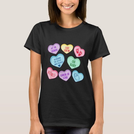 Valentines Labor And Delivery Nurse Heart Candy La Tシャツ (正面)