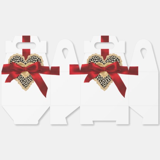 Valentines Leopardプリントハート赤いリボンギフトボックス フェイバーボックス (見開き)