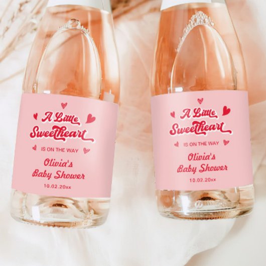Valentines Little Sweetheart Baby Shower Champagne スパークリングワインラベル