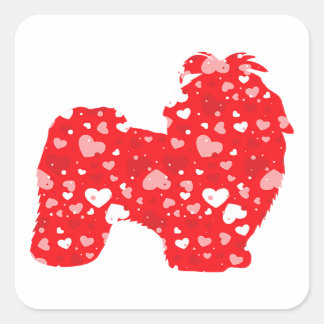 Valentines Matching | Couple Love Hearts Shih Tzu スクエアシール