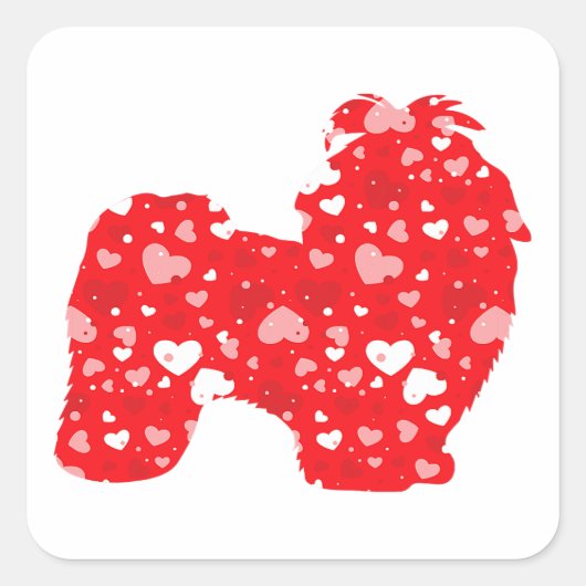 Valentines Matching | Couple Love Hearts Shih Tzu スクエアシール (正面)