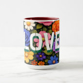 Valentine's Mug Floral Design Pattern Love Text マグカップ (中央)