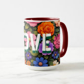 Valentine's Mug Floral Design Pattern Love Text マグカップ (正面右)