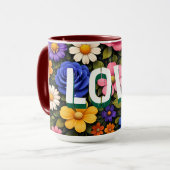 Valentine's Mug Floral Design Pattern Love Text マグカップ (正面左)