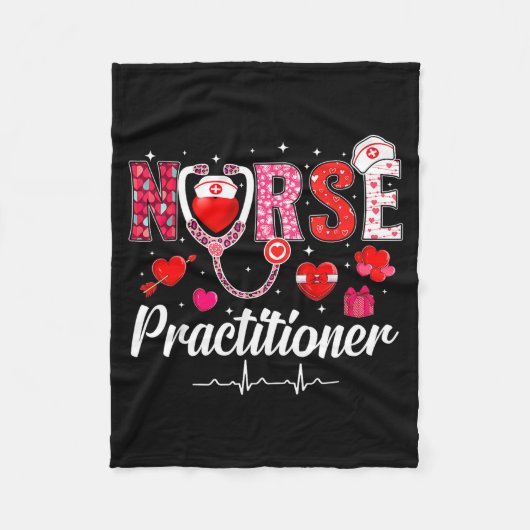 Valentines Nurse Practitioner Scrubs Nurse Life St フリースブランケット (正面)