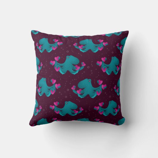 Valentine's Octopus and Hearts クッション (裏面)