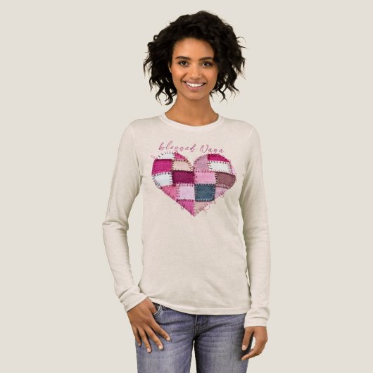 Valentine's Personalized Patchwork  Heart  トライブレンドＴシャツ (正面全体)