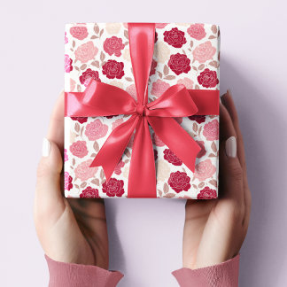 Valentine's Pink & Red Roses Wrapping Paper ラッピングペーパー