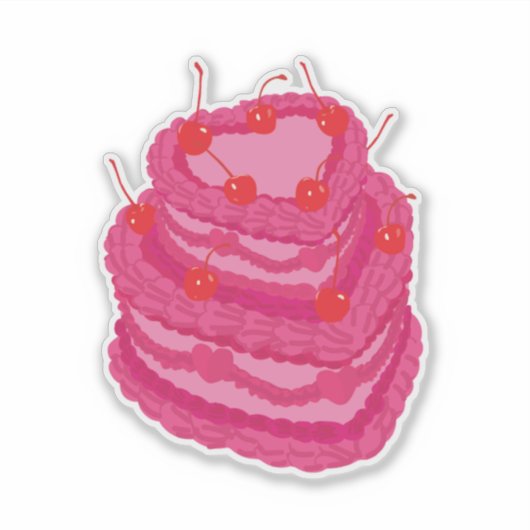 Valentines Pink Two Tiered Heart Shaped Cake シール (正面)