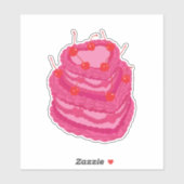 Valentines Pink Two Tiered Heart Shaped Cake シール (シート)