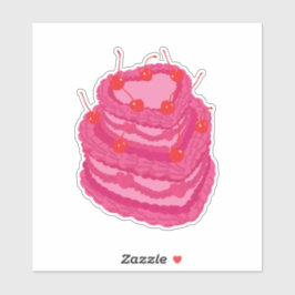 Valentines Pink Two Tiered Heart Shaped Cake シール