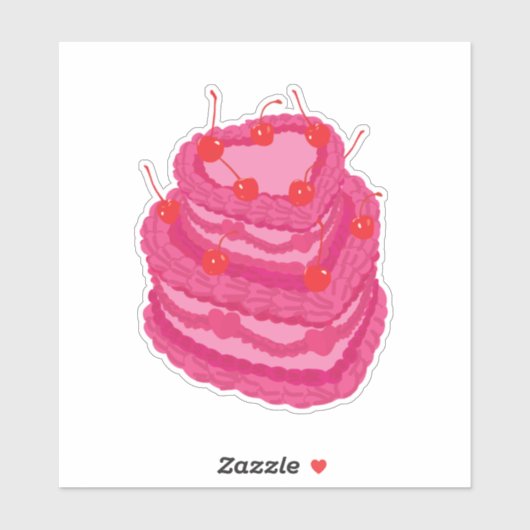Valentines Pink Two Tiered Heart Shaped Cake シール (シート)