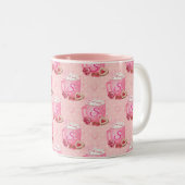 Valentine's Pink & White Coffee Mug With Initial ツートーンマグカップ (正面右)
