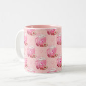Valentine's Pink & White Coffee Mug With Initial ツートーンマグカップ (正面左)