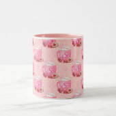 Valentine's Pink & White Coffee Mug With Initial ツートーンマグカップ (中央)