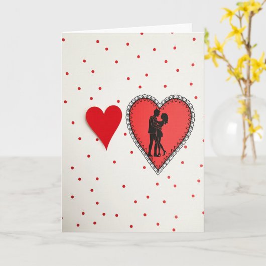 Valentines Polka Dot Love Card カード (黄色い花)