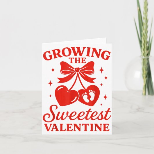 Valentines Pregnancy Announcement Growing Sweetest カード (正面)
