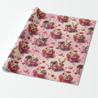 Valentine's Puppies Wrapping Paper ラッピングペーパー