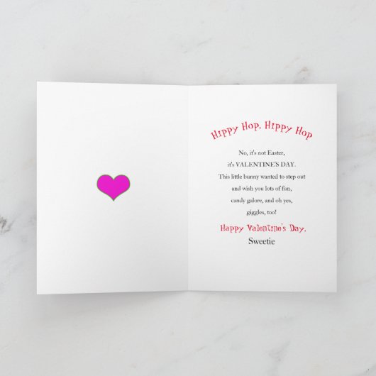 Valentines  Son Red Bunny Heart Balloons カード (内部)