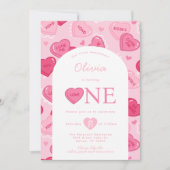 Valentines Sweetheart Candy Birthday Party 招待状 (正面)