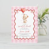 Valentines Teddy Bear Baby Shower Girl 招待状 (スタンド正面)