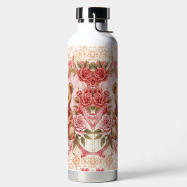 Valentine's ,Teddy Bear,Pink Love Heart and Flower ウォーターボトル