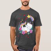 Valentines Unicorn Cat Kittycorn Tシャツ (正面)