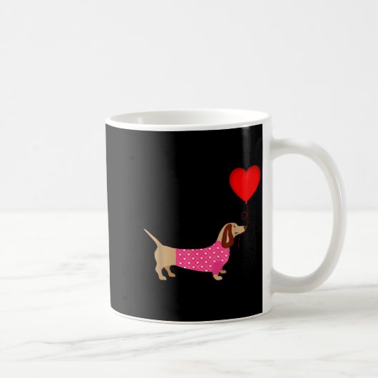 Valentines Weiner Daschund Doxie In Dog Dress  コーヒーマグカップ (右)