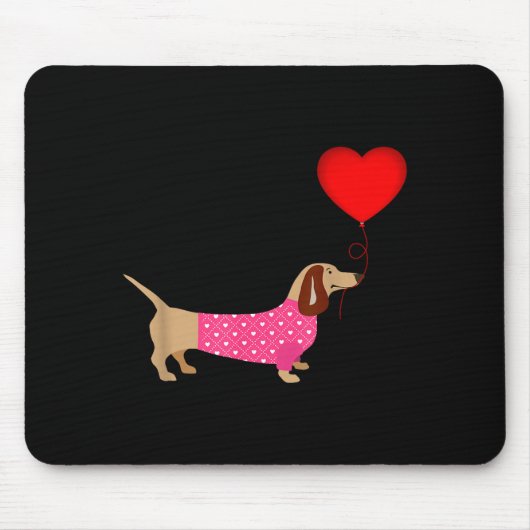 Valentines Weiner Daschund Doxie In Dog Dress  マウスパッド (正面)