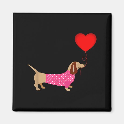 Valentines Weiner Daschund Doxie In Dog Dress  マグネット (正面)