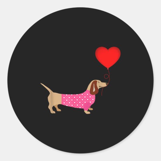 Valentines Weiner Daschund Doxie In Dog Dress  ラウンドシール (正面)