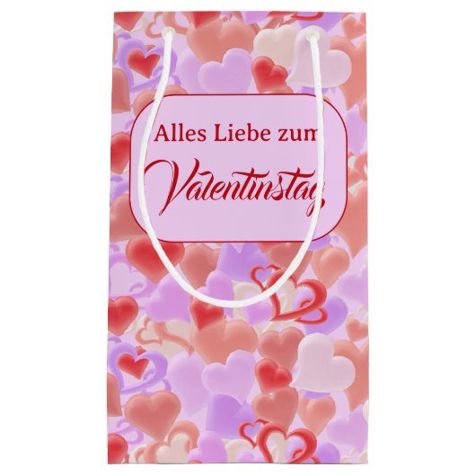 Valentinstag: Viele Herzen in 3D-Optik -  スモールペーパーバッグ (正面)
