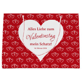 Valentinstag, zwei rote Herzen -  ラージペーパーバッグ