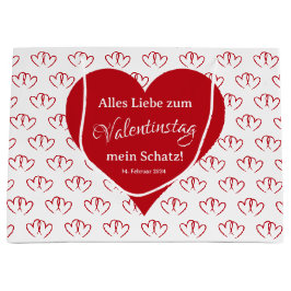Valentinstag, zwei rote Herzen -  ラージペーパーバッグ
