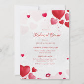 Valentne pink and red heart Rehearsal Dinner 招待状 (正面)