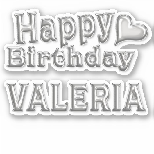 Valeria Happy Birthday silver Aufkleber Sticker シール (正面)