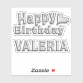 Valeria Happy Birthday silver Aufkleber Sticker シール (シート)